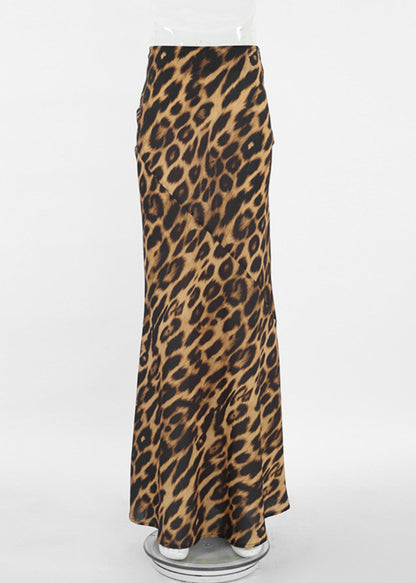 Leopard Slim Fit High Waist Cotton Maxi Skirt Summer