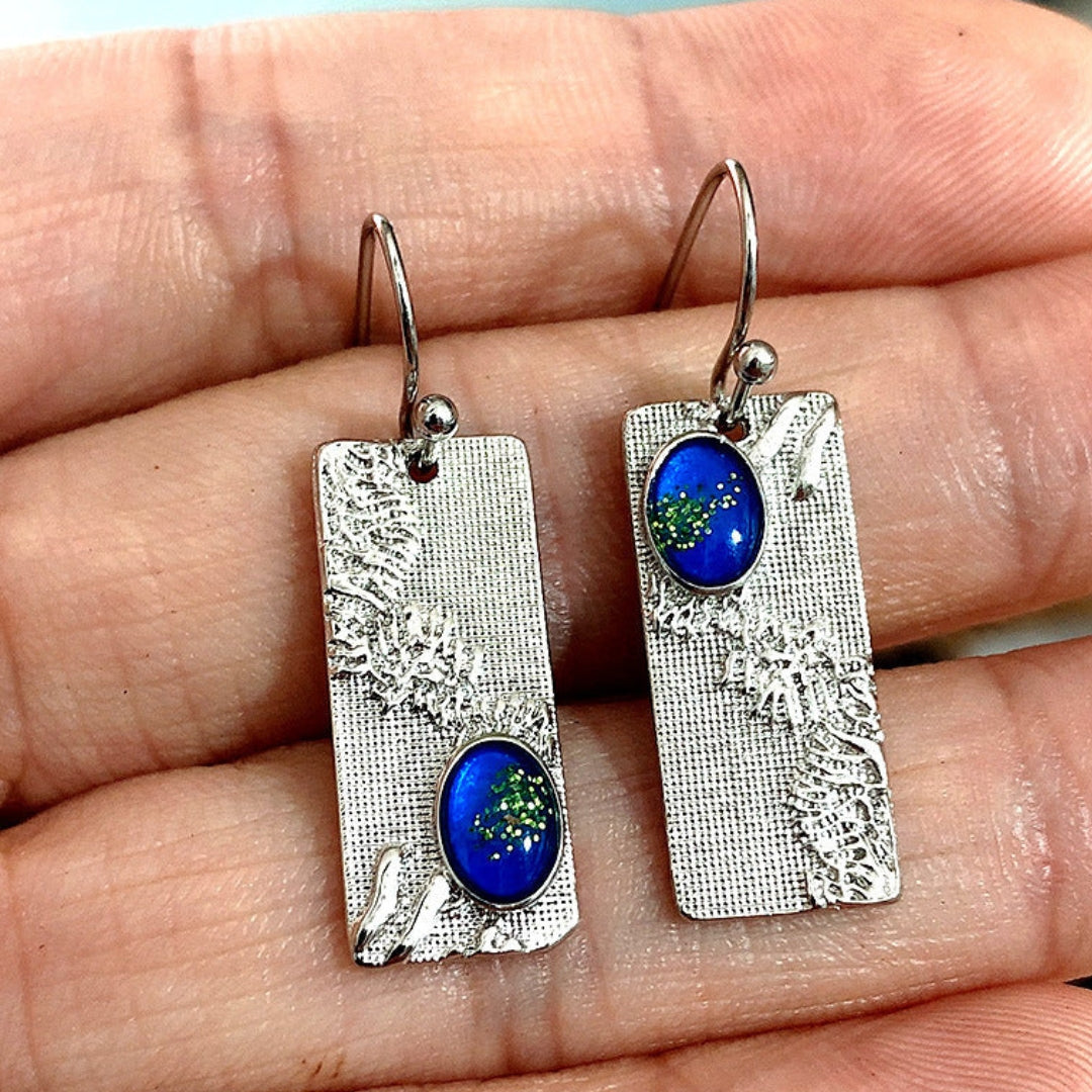 Earrings With Blue Crystal in Sterling Silver