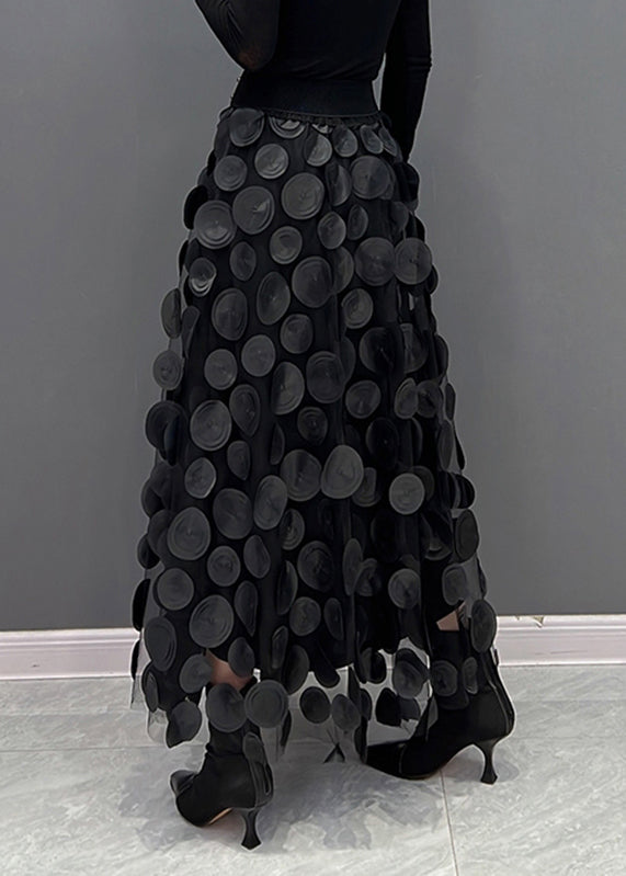 Black Dot Patchwork Tulle Skirt Fall