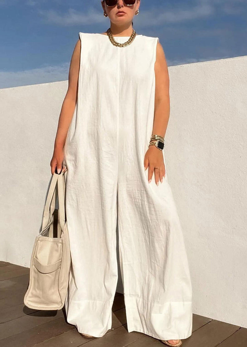 Brief White Slash Neck Jumpsuits Summer