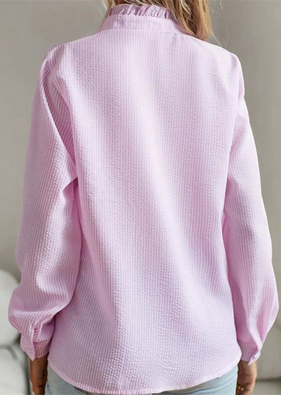 Pink Stand Collar Button Shirt Fall