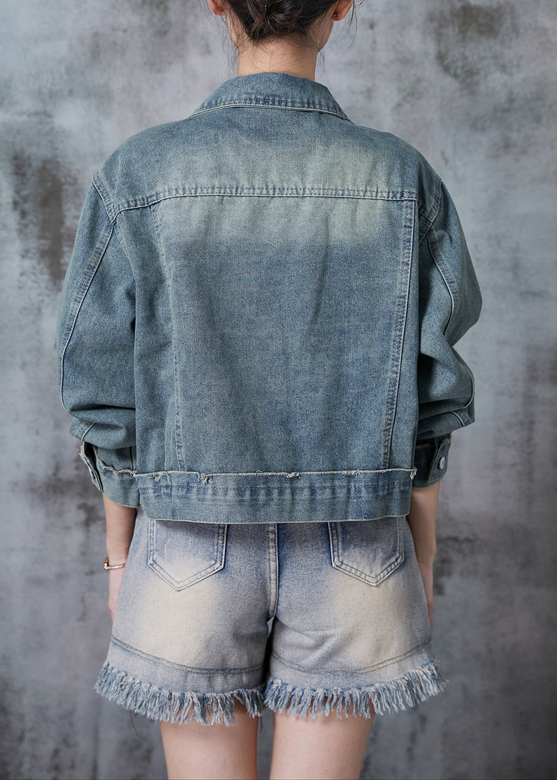 Blue Oversized Denim Coat Fall
