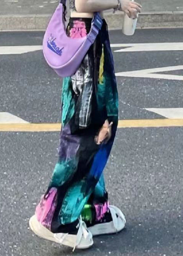Tie Dye Elastic Waist Wide Leg Pants Summer