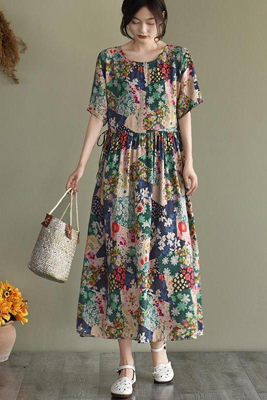 Limited Stock- Prints Short Sleeve Summer Loose Dress