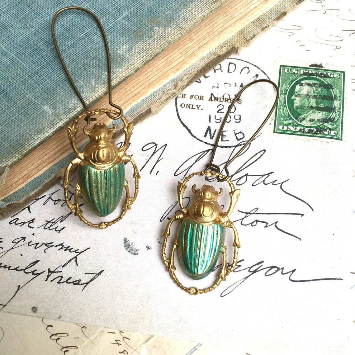 Golden Scarab Earrings