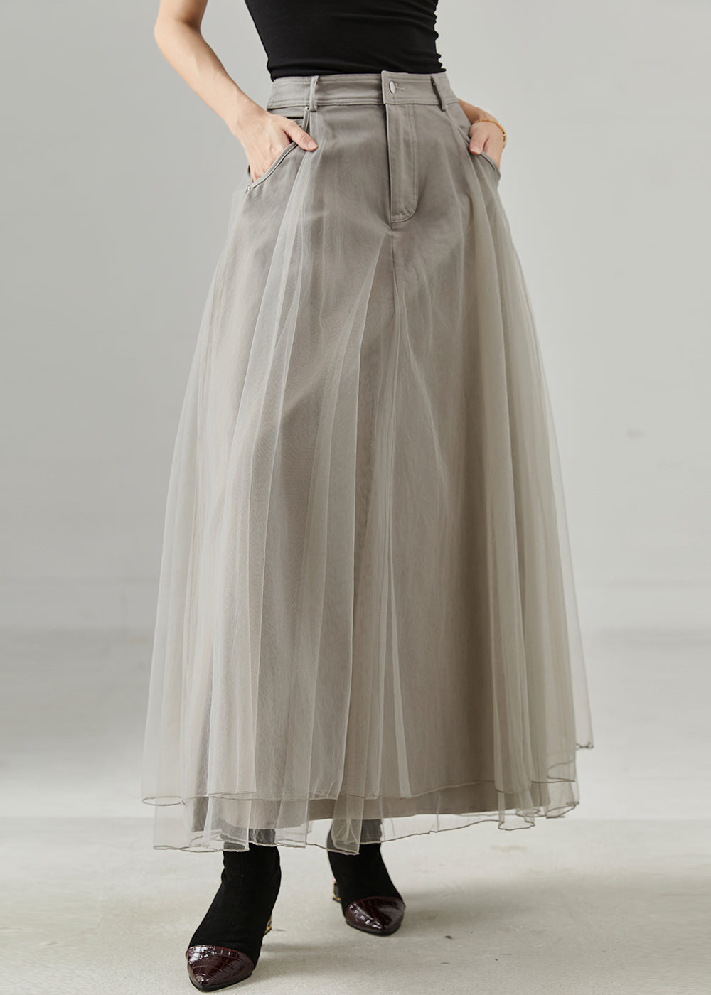 Grey Exra Large Hem Tulle Holiday Skirt Fall