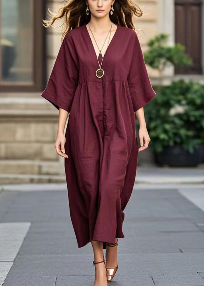 Mulberry Oversized Cotton Long Dress Bracelet Sleeve
