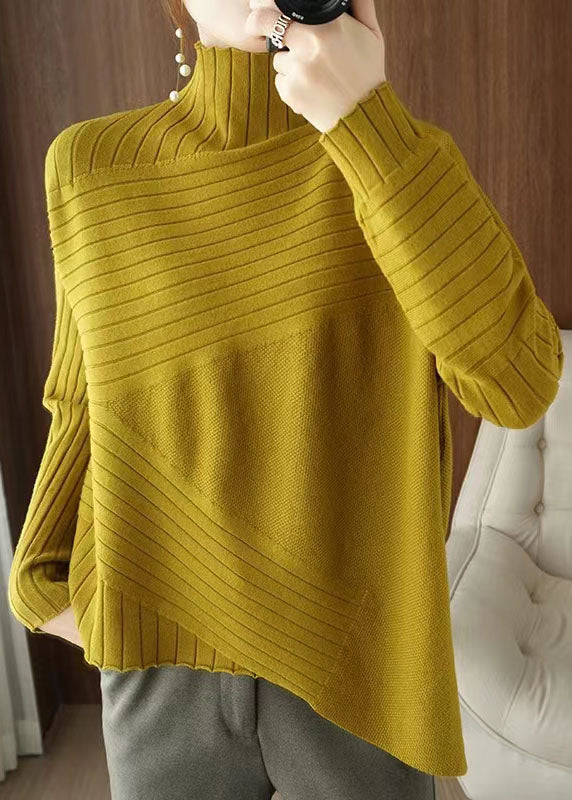 Blue Asymmetrical Knit Sweaters Spring