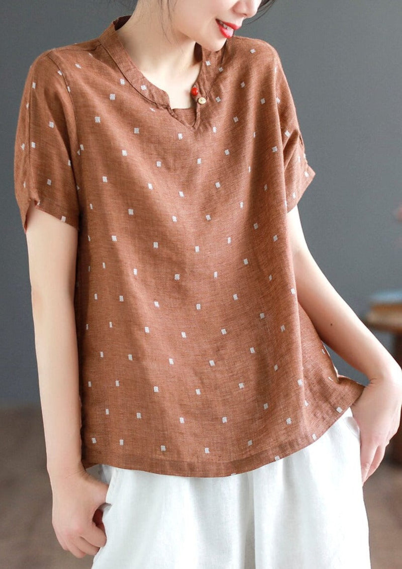 Retro Linen Embroidery Summer Tops