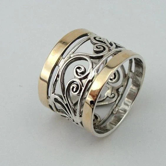Hollow Silver & Gold Ring