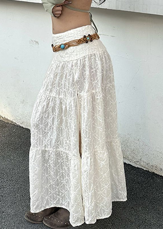 Beige Side Open High Waist Cotton Skirts Summer
