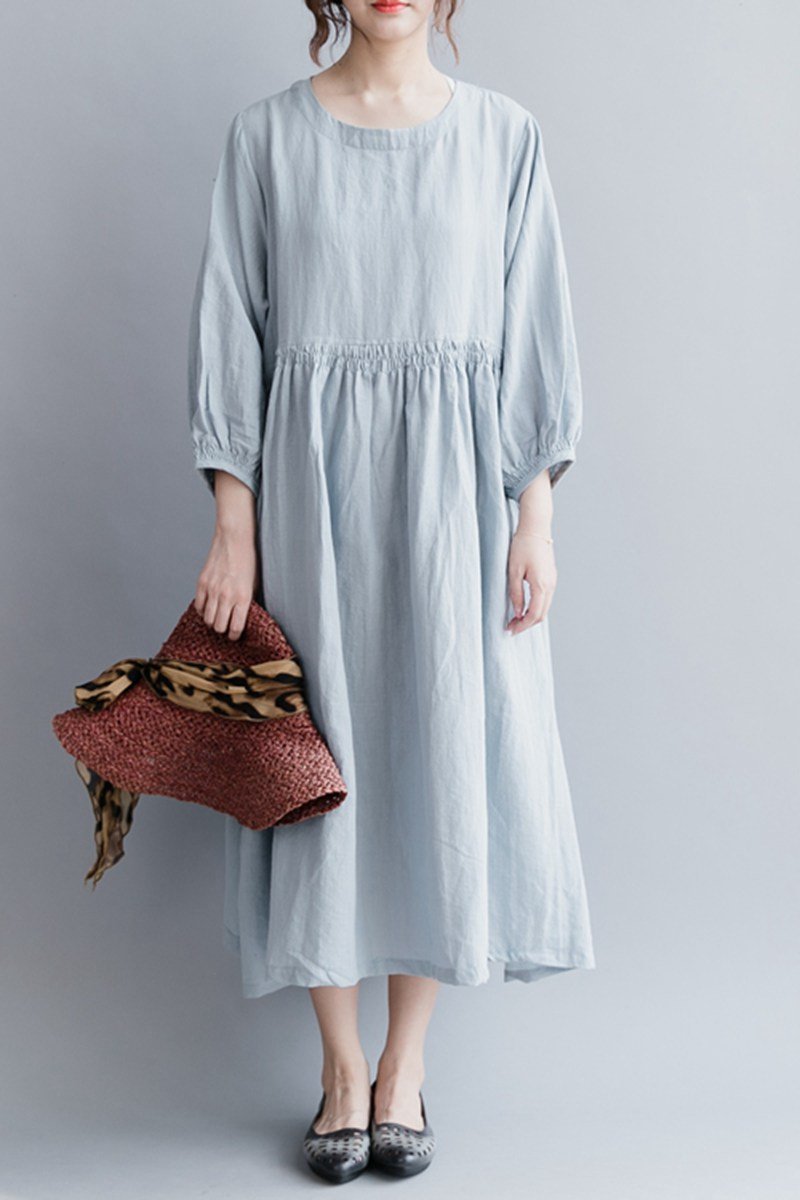 Long Dresses Cotton Linen Loose Lady Dress