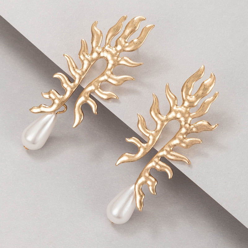 Coral Earrings With Freshwater Pearl Finish