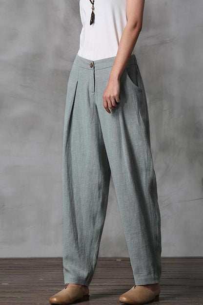 Cotton Linen Trousers Pencil Pants