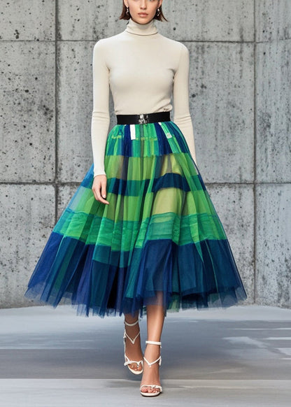 Colorblock Exra Large Hem Tulle Vacation Skirt Summer