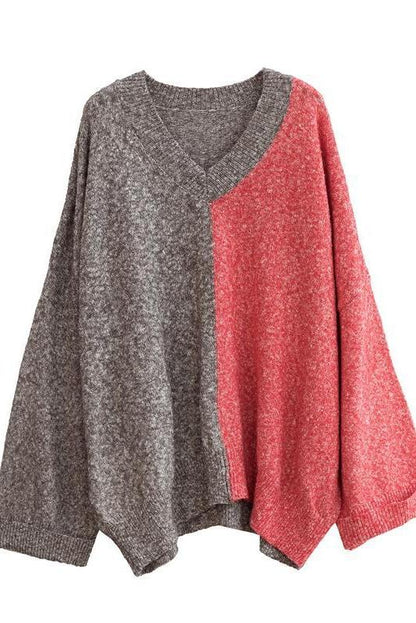Loose V Neck Matching Color Sweater