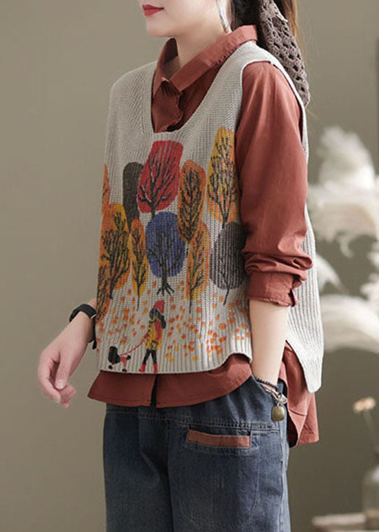Red Low High Design Side Open Knit Tanks Sleeveless
