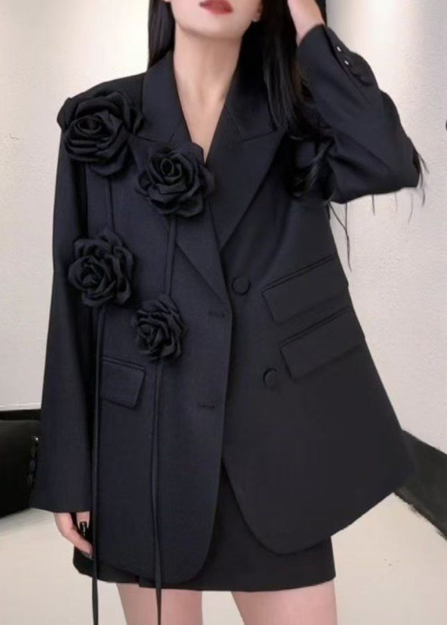 Purple Peter Pan Collar Button Spandex Coats Spring