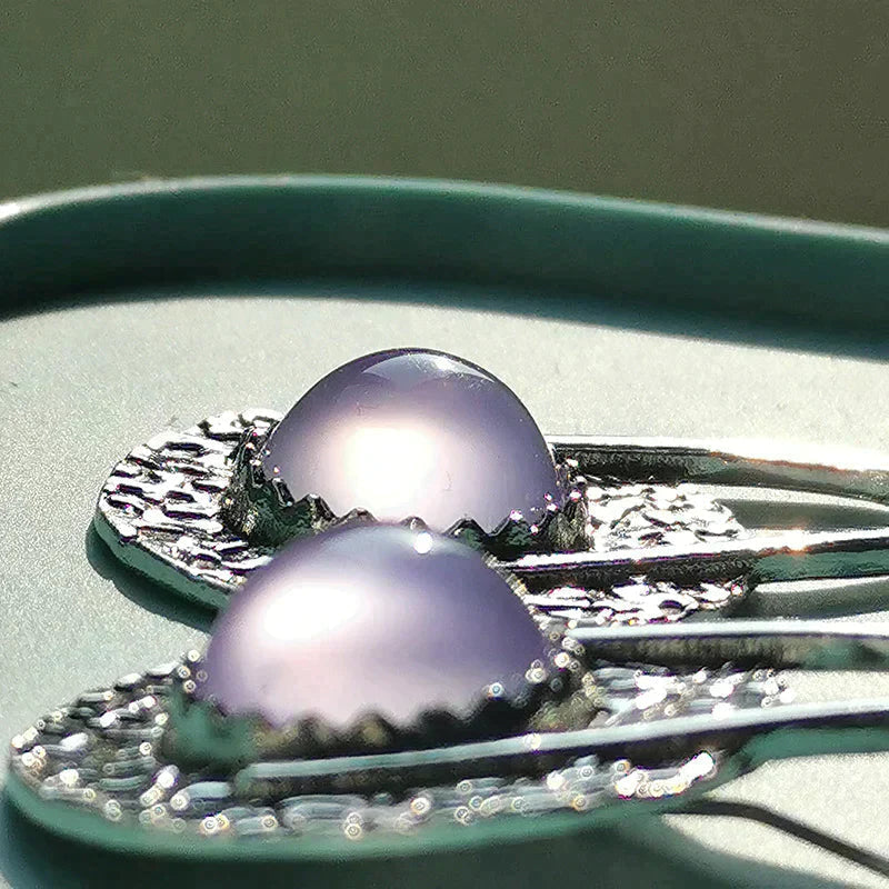 Earrings With Purple Stones in Sterling Silver