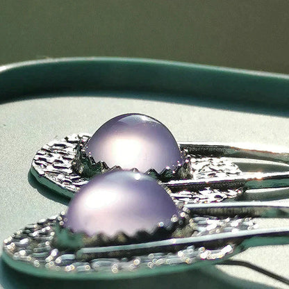 Earrings With Purple Stones in Sterling Silver