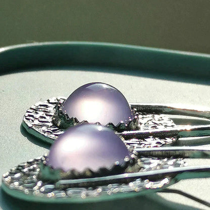 Earrings With Purple Stones in Sterling Silver