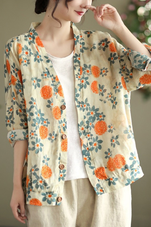 -fall Coat Loose Cotton Linen Coat