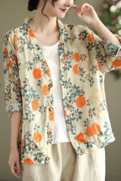 -fall Coat Loose Cotton Linen Coat