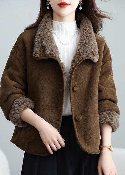 Chocolate Woolen Coat Outwear Oversized Wear on Both Sides Winter