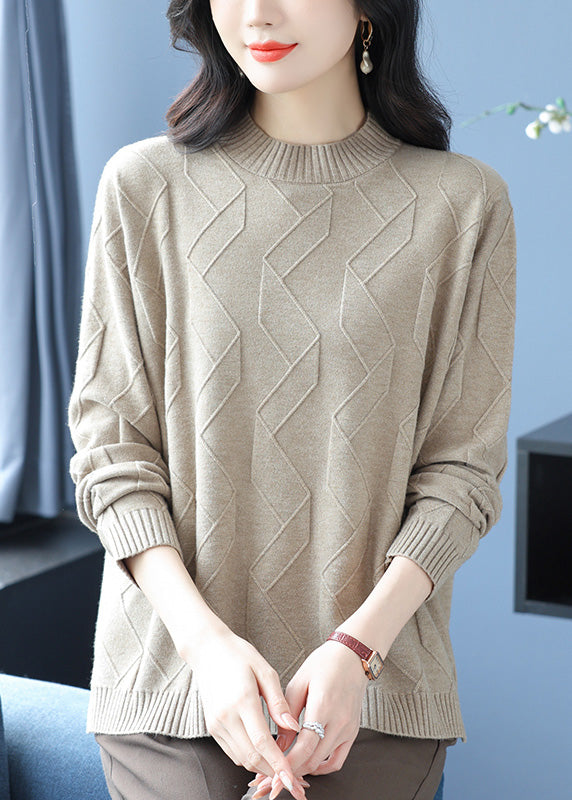 Yellow O Neck Cozy Warm Woolen Knit Pullover Winter