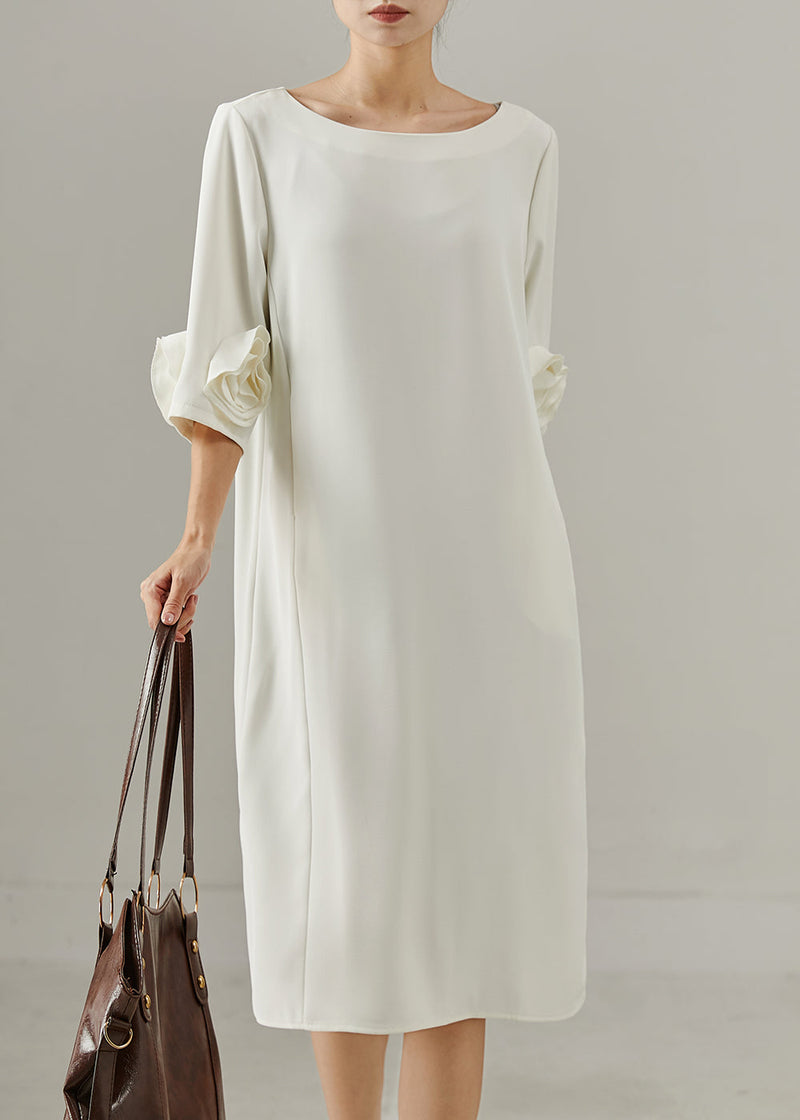 Art White Three-dimensional Chiffon Holiday Dress Summer