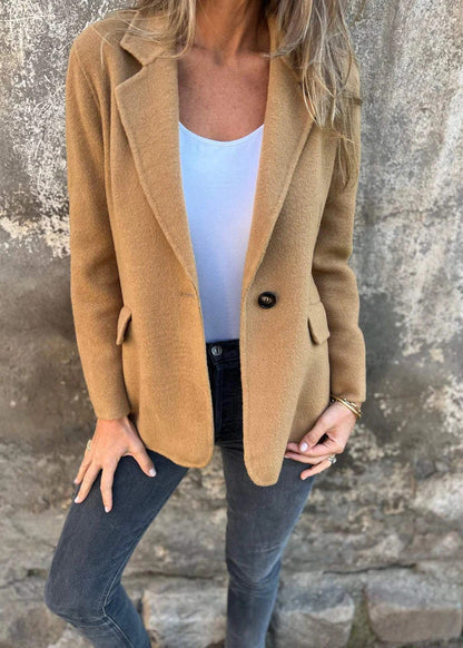 New Pink Lapel Button Down Woolen Suit Coat Autumn