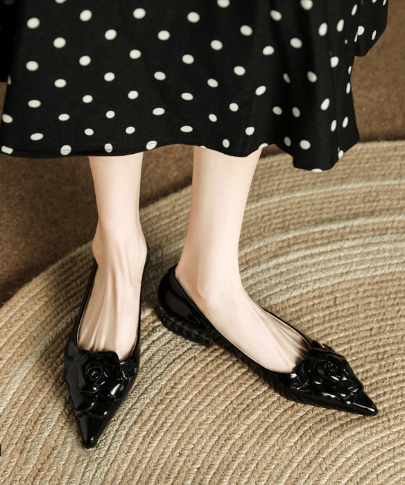 Red Splicing Flat Feet Shoes Pointed Toe