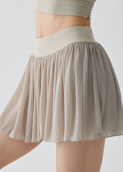 Dynamic Apricot High Waist Wrinkled Workout Gym Skirts