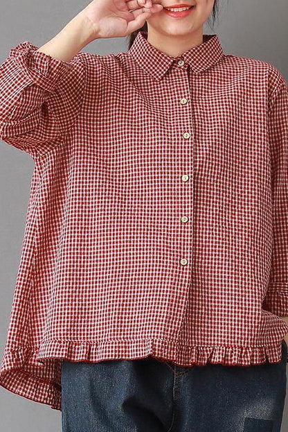 Limited Stock- Plaid Hand-made Linen Cotton Loose Shirt