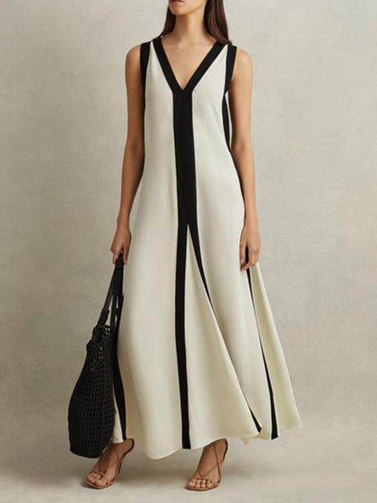 Colorblock Reversible Style A-line Maxi Dress