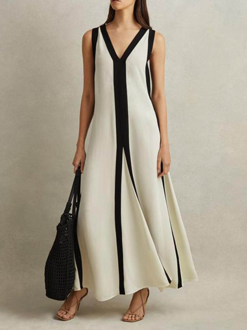 Colorblock Reversible Style A-line Maxi Dress