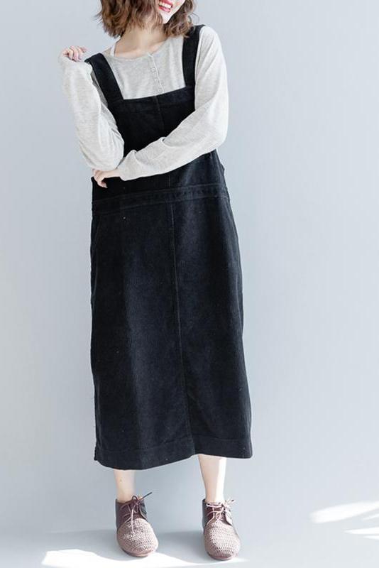 Loose Corduroy Strap Dresses Fall Outfits