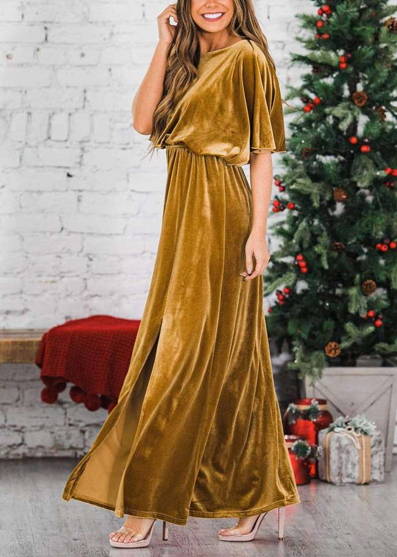Mulberry Patchwork Velvet Dress Butterfly Sleeve