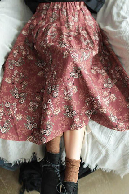 100% Cotton Print Elastic Waist Summer Skirt