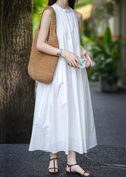 Yellow Pockets Cotton Long Dress Sleeveless