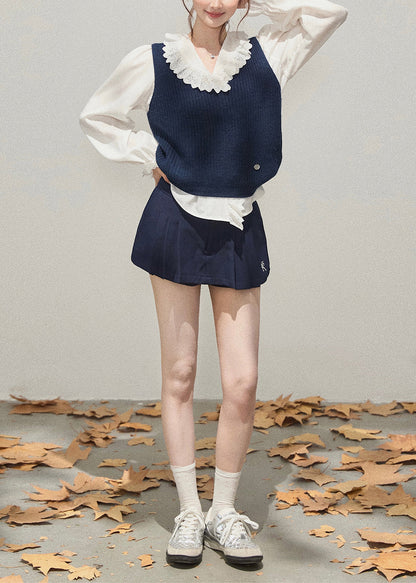Classy Navy Thick Knit Vest Fall