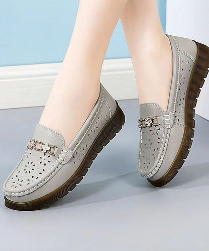 Beige Flat Shoes Hollow Out Flat Shoes for