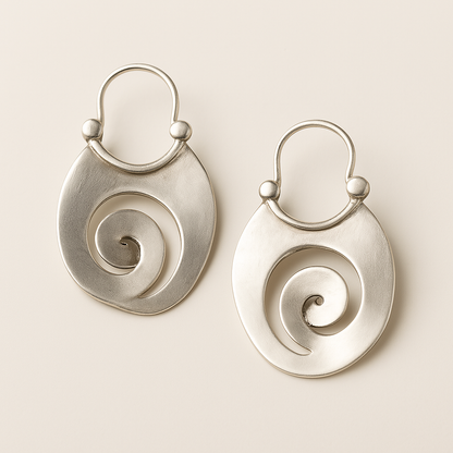 Irregular Form Silver Earrings