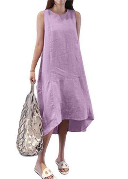 Brief Blue O-neck Patchwork Vacation Long Dresses Summer