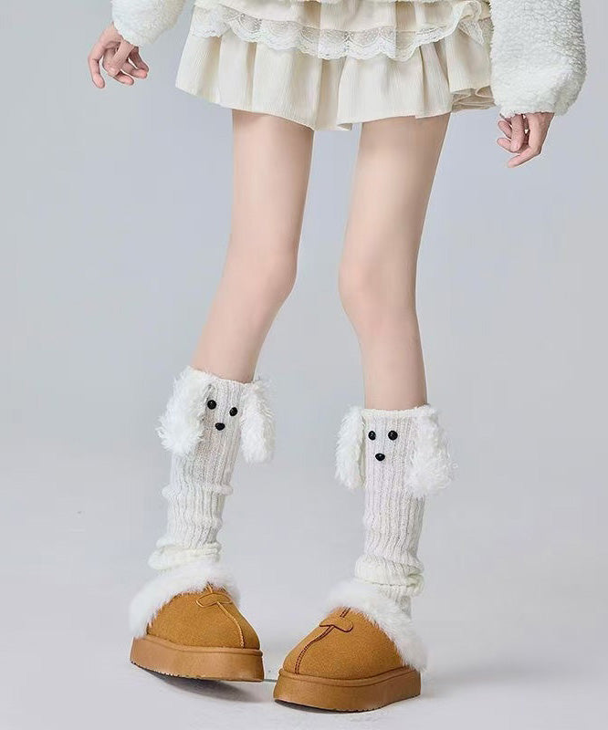 Cartoon Coffee Fuzzy Fur Knit Sock Covers