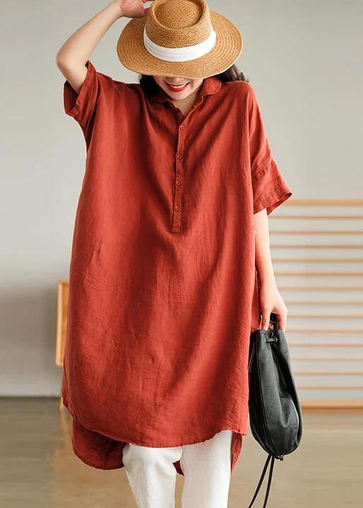Jade Dark Blue Stripes Polka Dots Linen Linen Shirt Dress