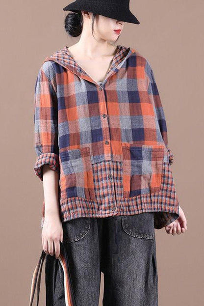 Limited Stock- Loose Stitching Drawstring Hooded Blouse