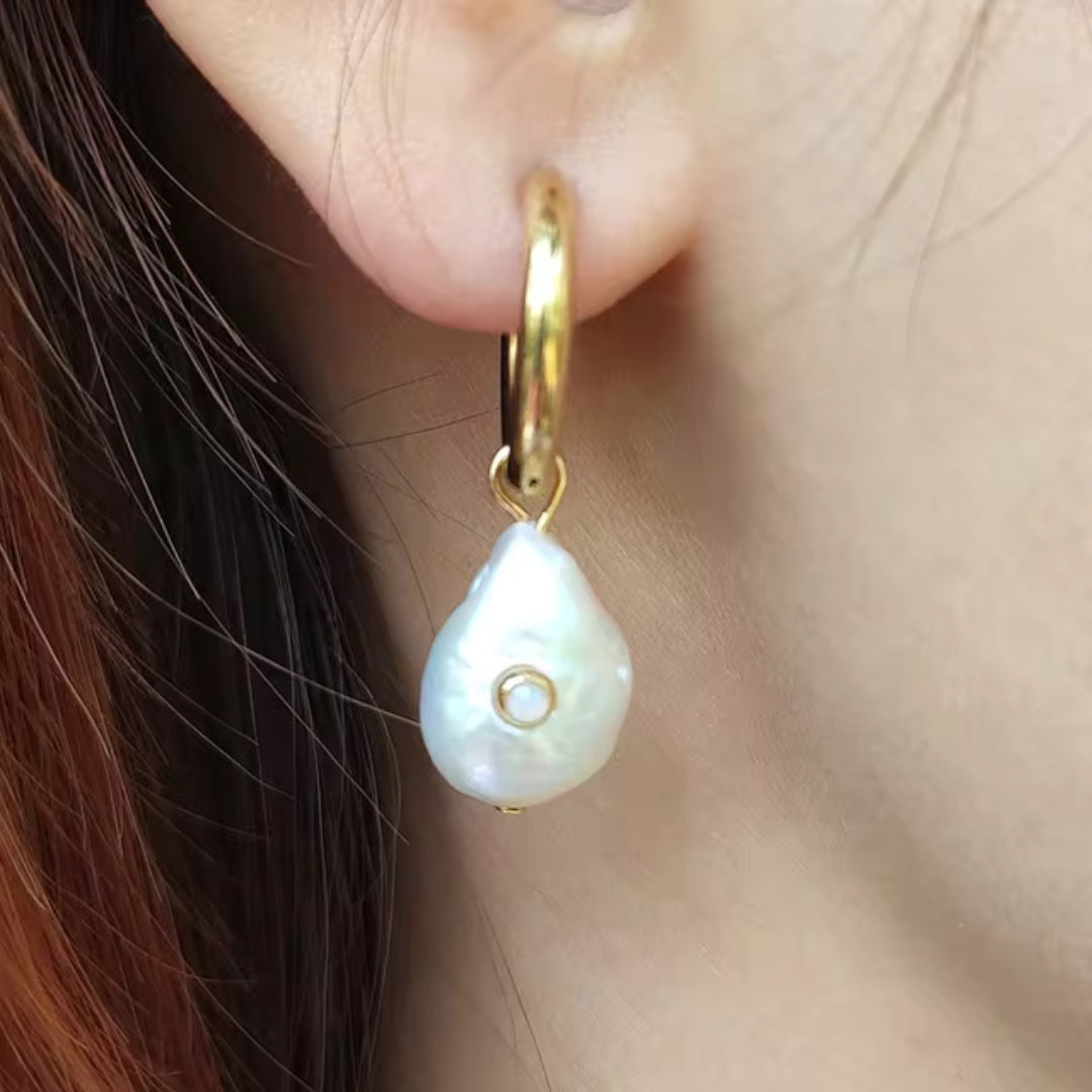 Barroque Pearl Zirconia Earrings