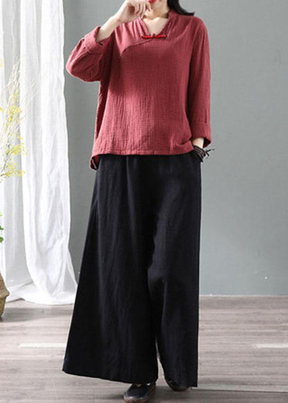 Diy Black Retro Tie Waist Fall Wide Leg Pants