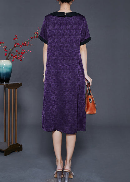 Dull Purple Wrinkled Silk Long Dress Summer